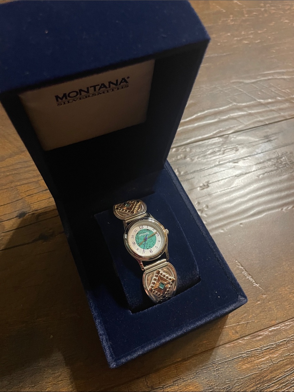 Montana Silversmiths Silver Bracelet Watch with Turquoise Accents